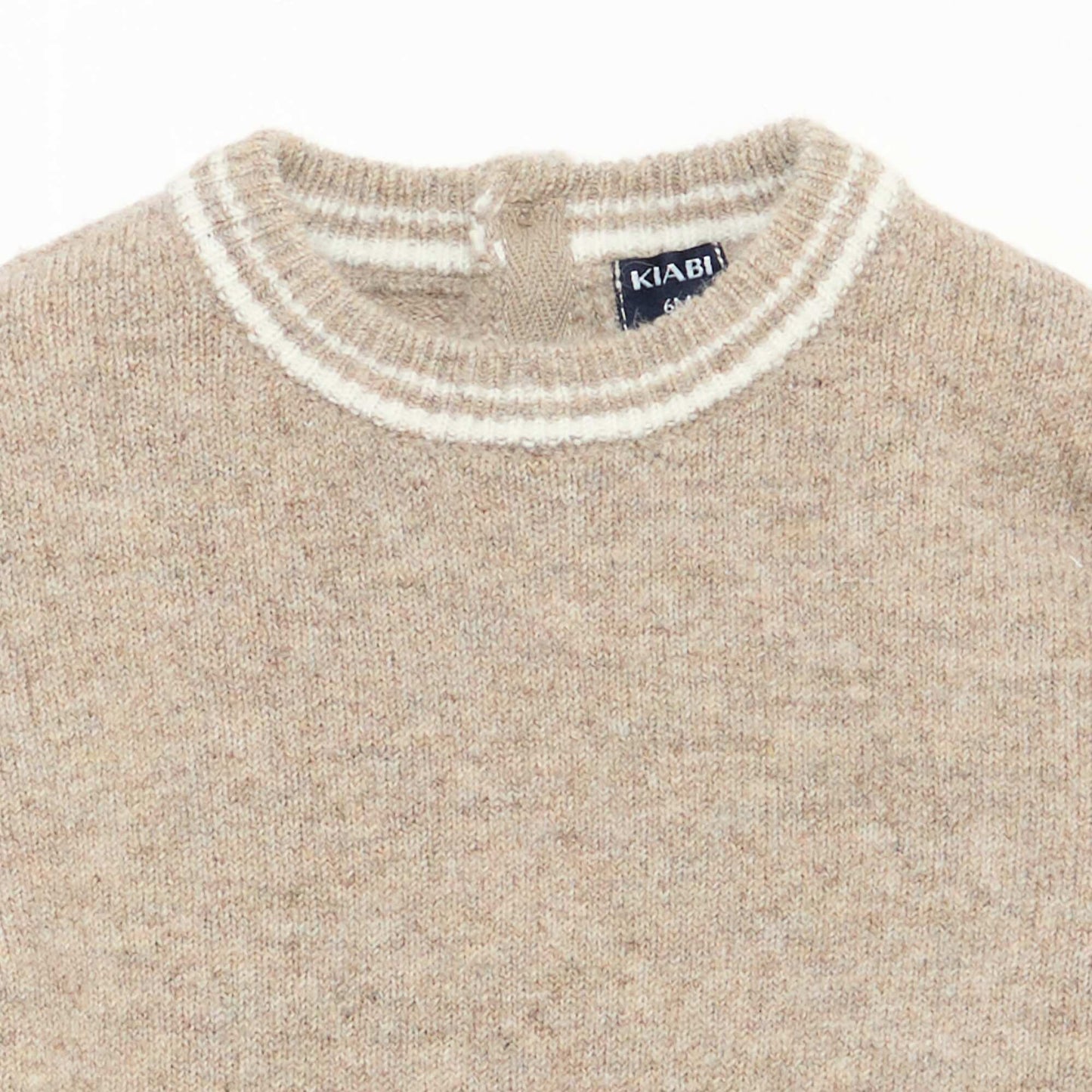 Solid Sweater with Contrasting Trim BEIGE