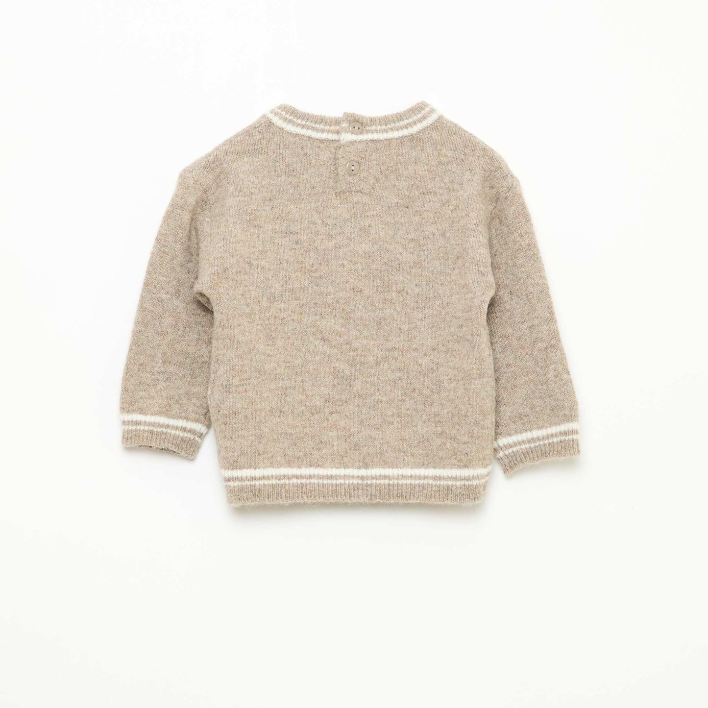 Solid Sweater with Contrasting Trim BEIGE