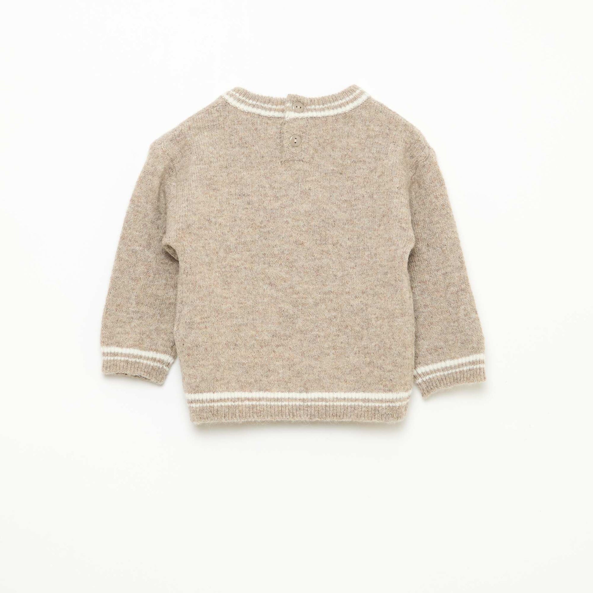 Solid Sweater with Contrasting Trim BEIGE