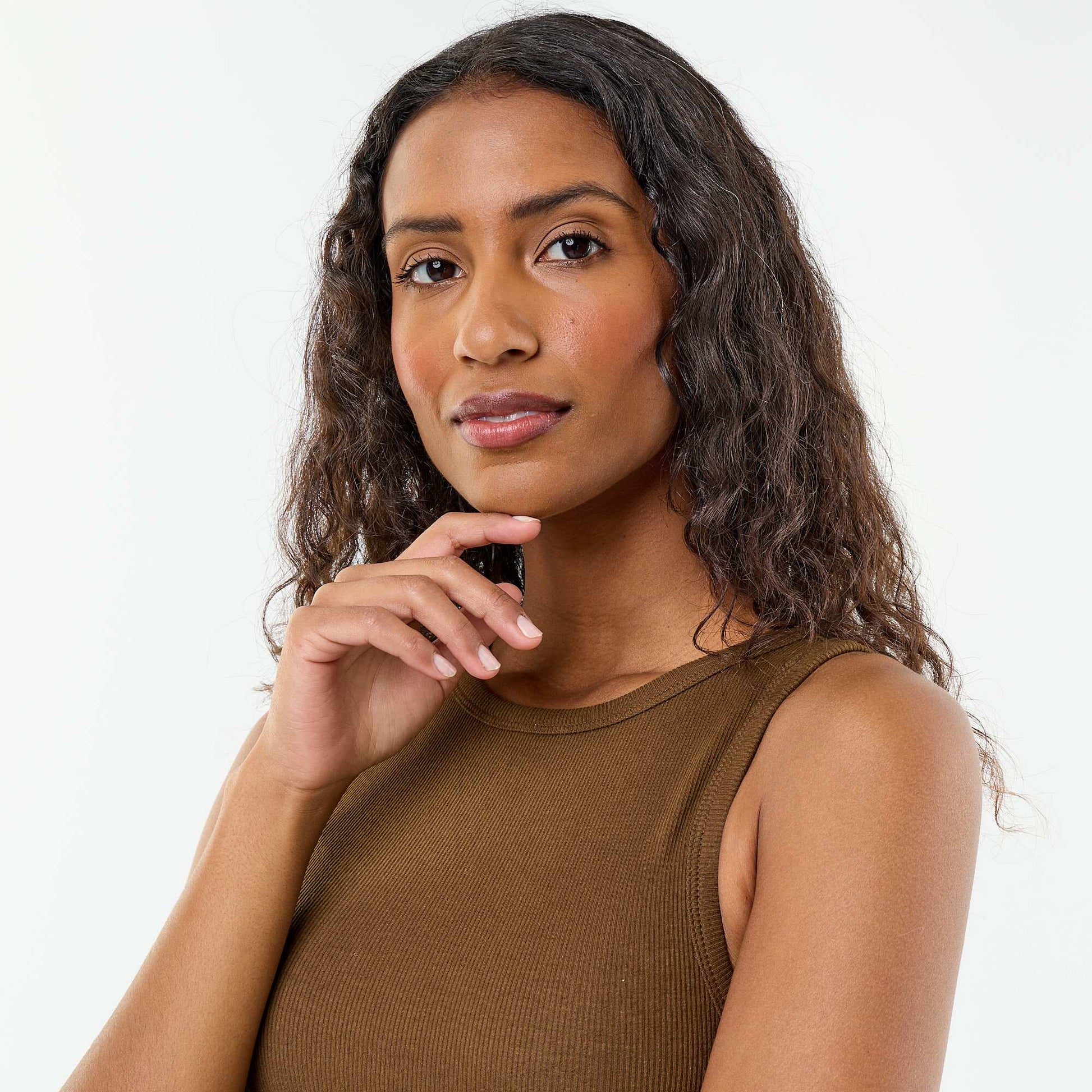 American Armhole Tank Top BROWN
