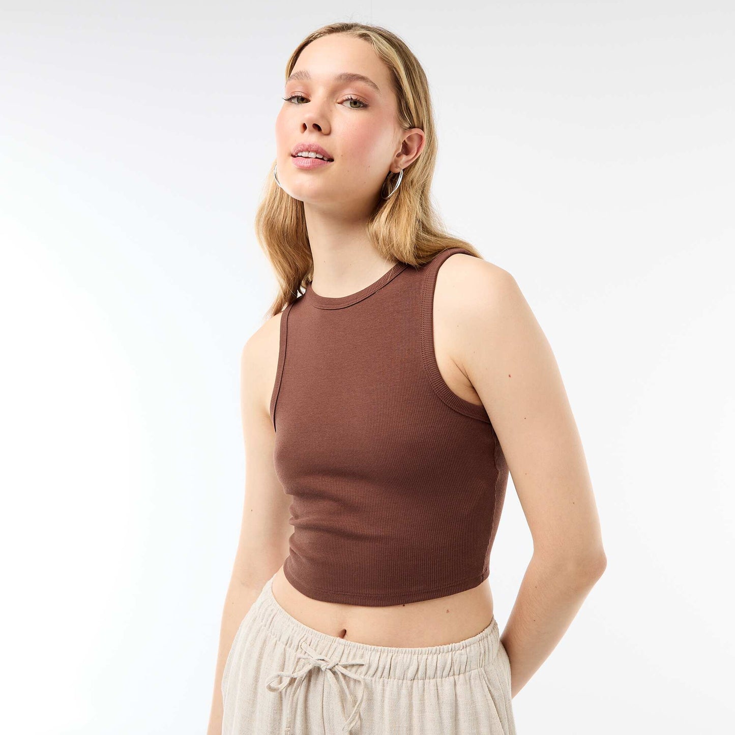 American Armhole Tank Top BROWN