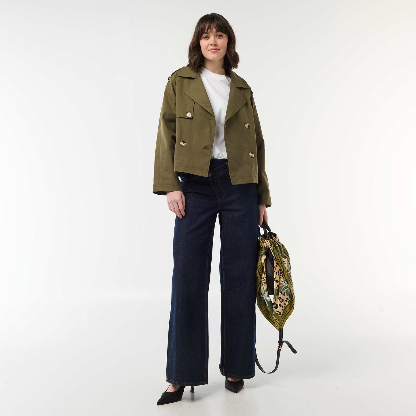 Cotton Short Trench Coat KHAKI