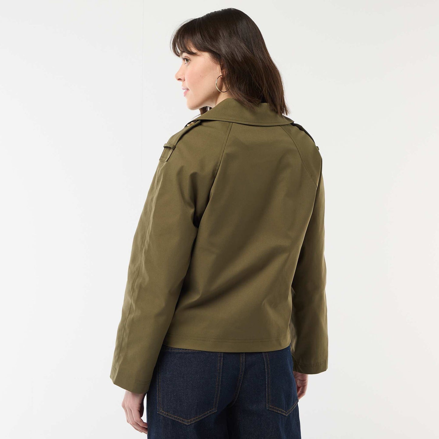 Cotton Short Trench Coat KHAKI