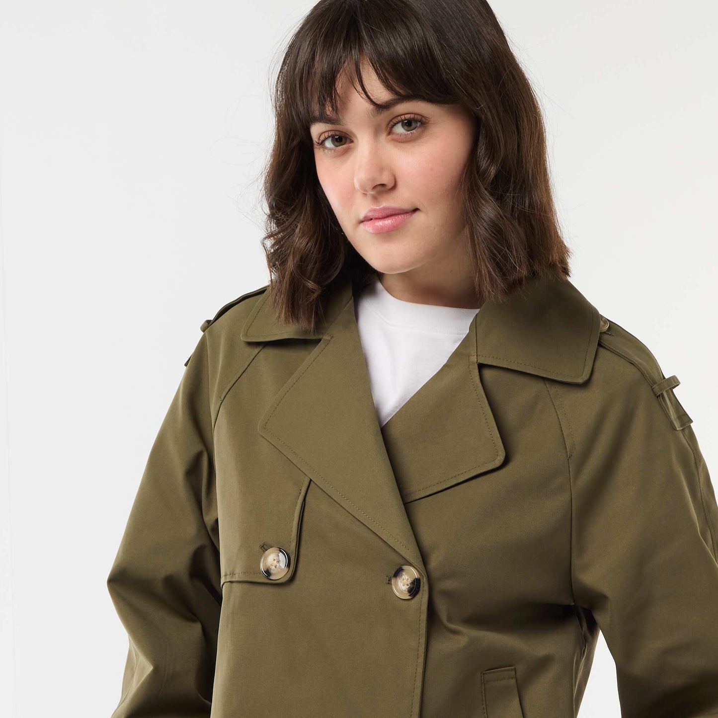 Cotton Short Trench Coat KHAKI