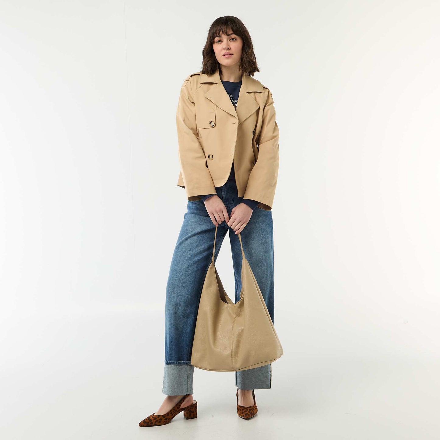 Cotton Short Trench Coat BEIGE