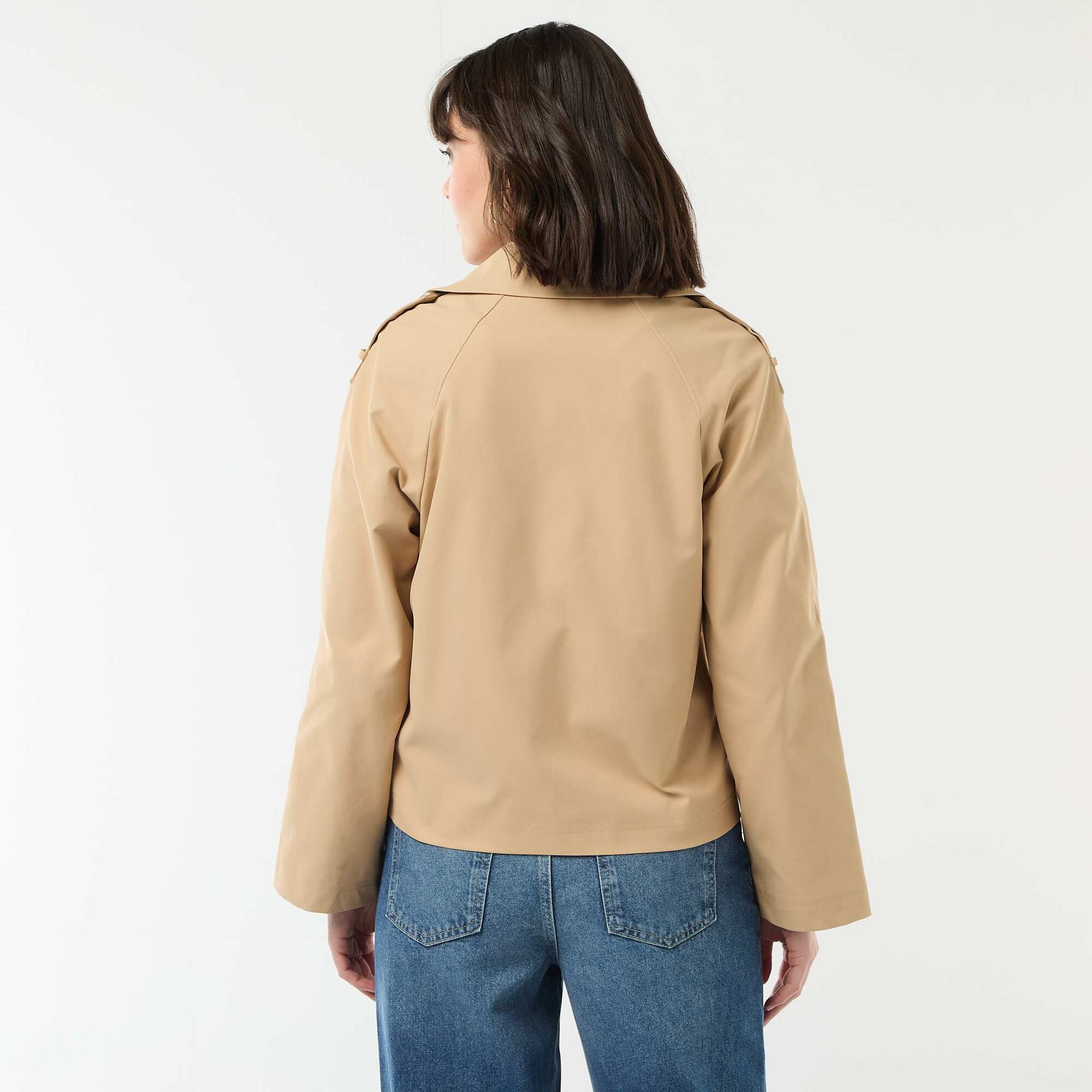 Cotton Short Trench Coat BEIGE