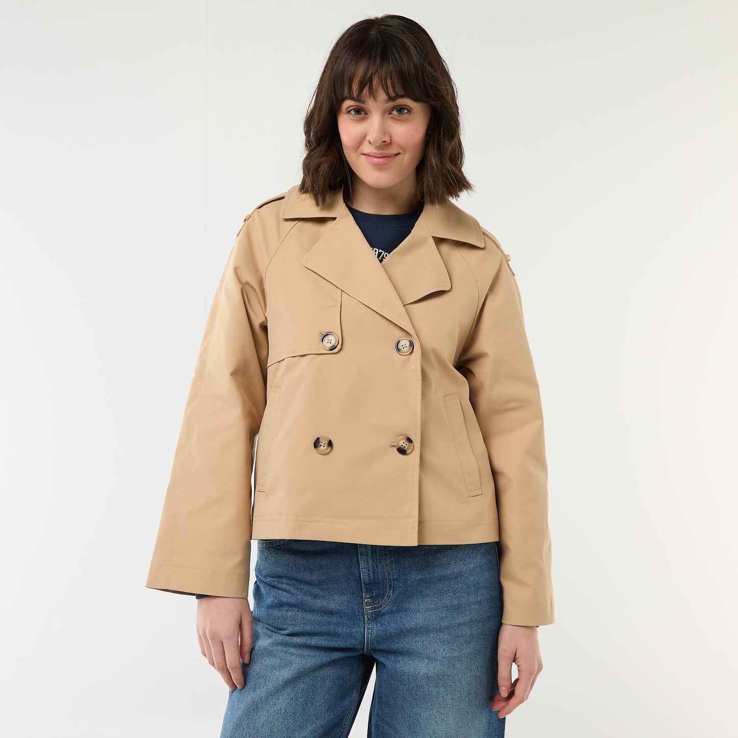 Cotton Short Trench Coat BEIGE