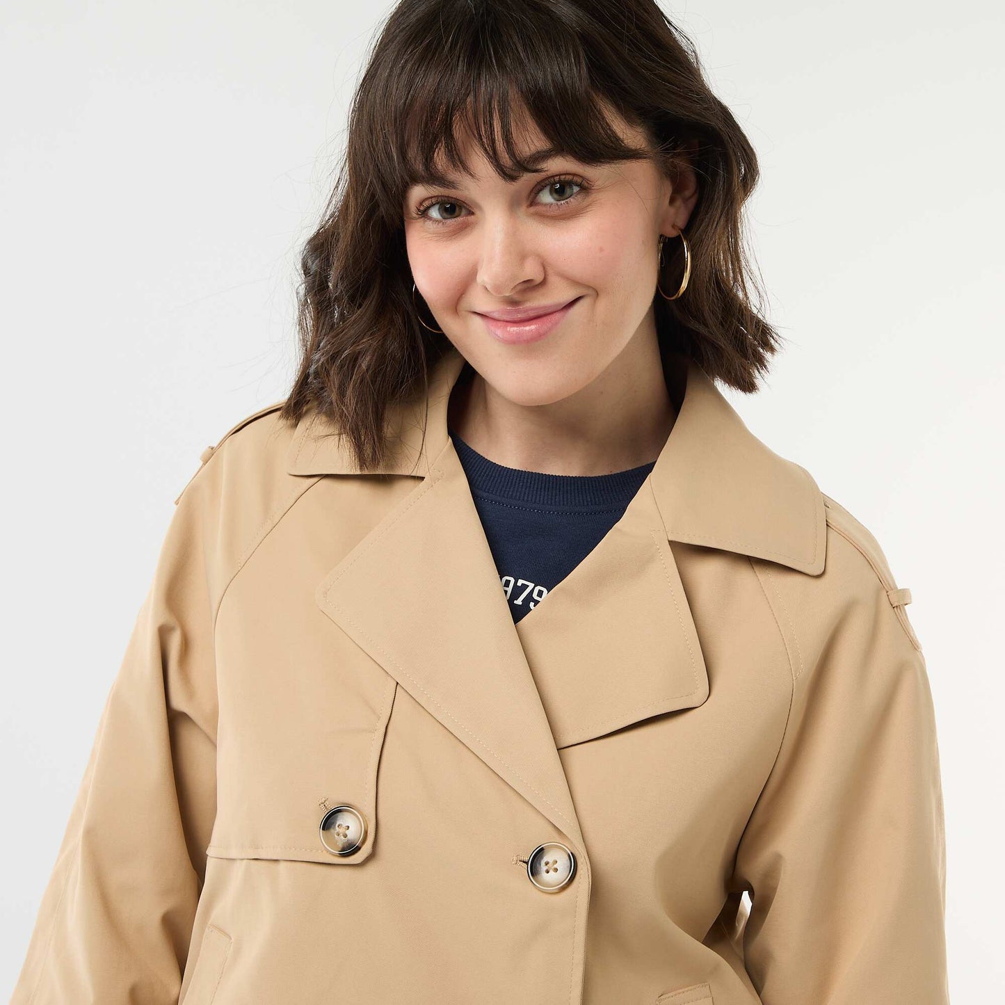 Cotton Short Trench Coat BEIGE