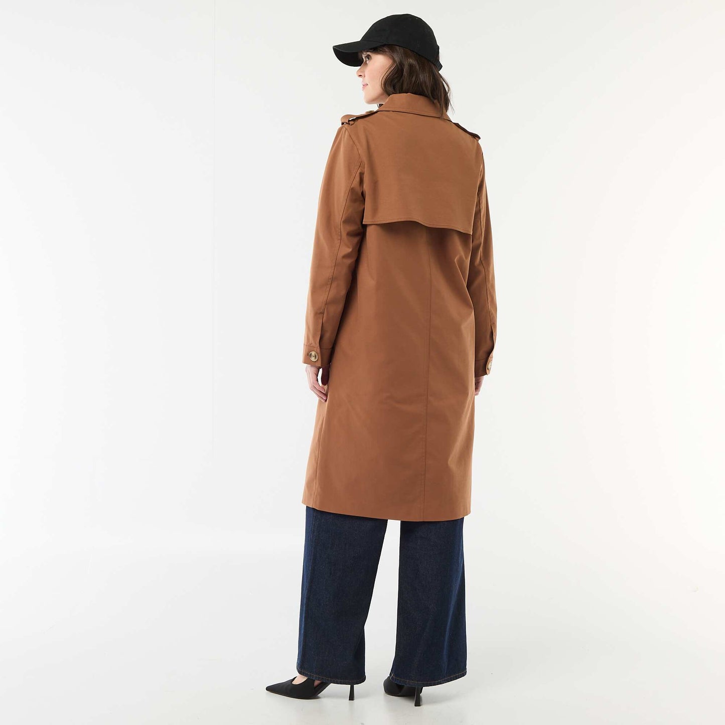 Mid-Length Shirt Collar Trench Coat BROWN