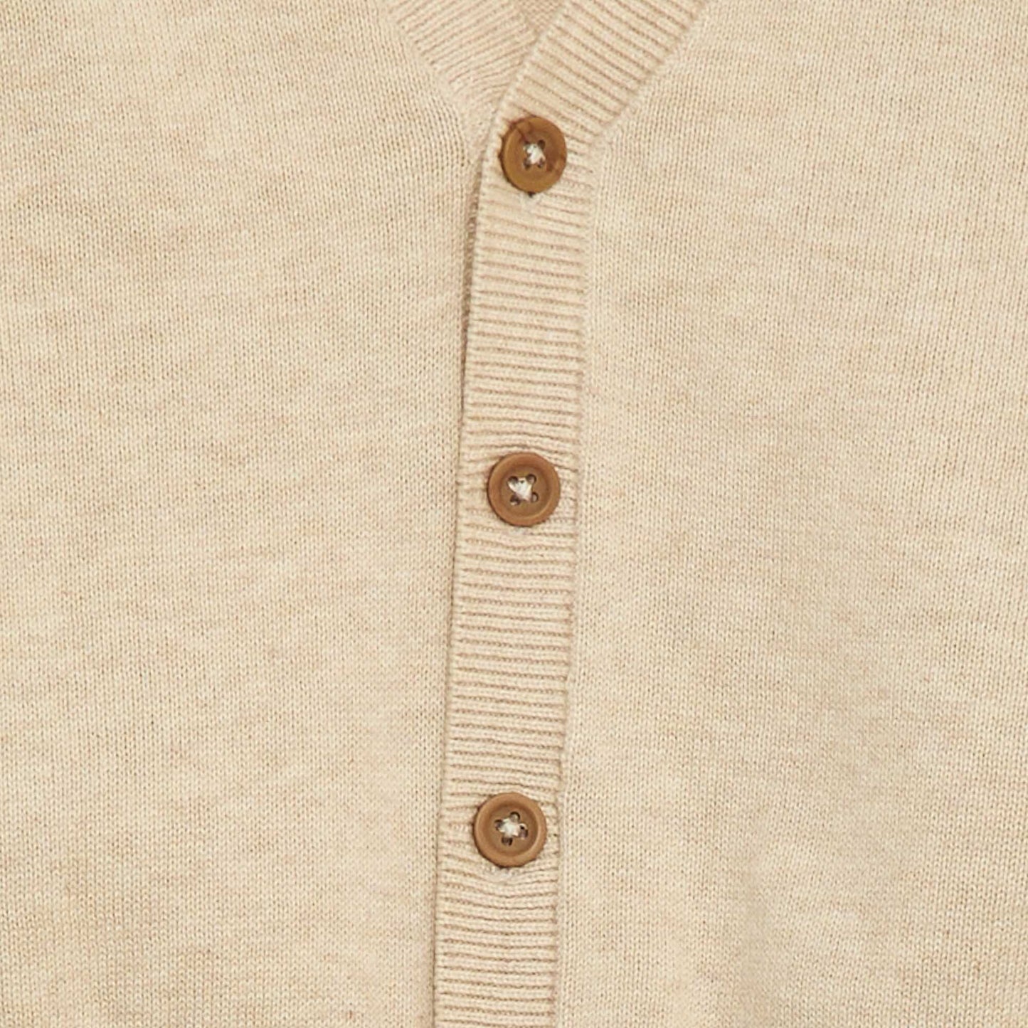 Fine knit V-neck cardigan BEIGE