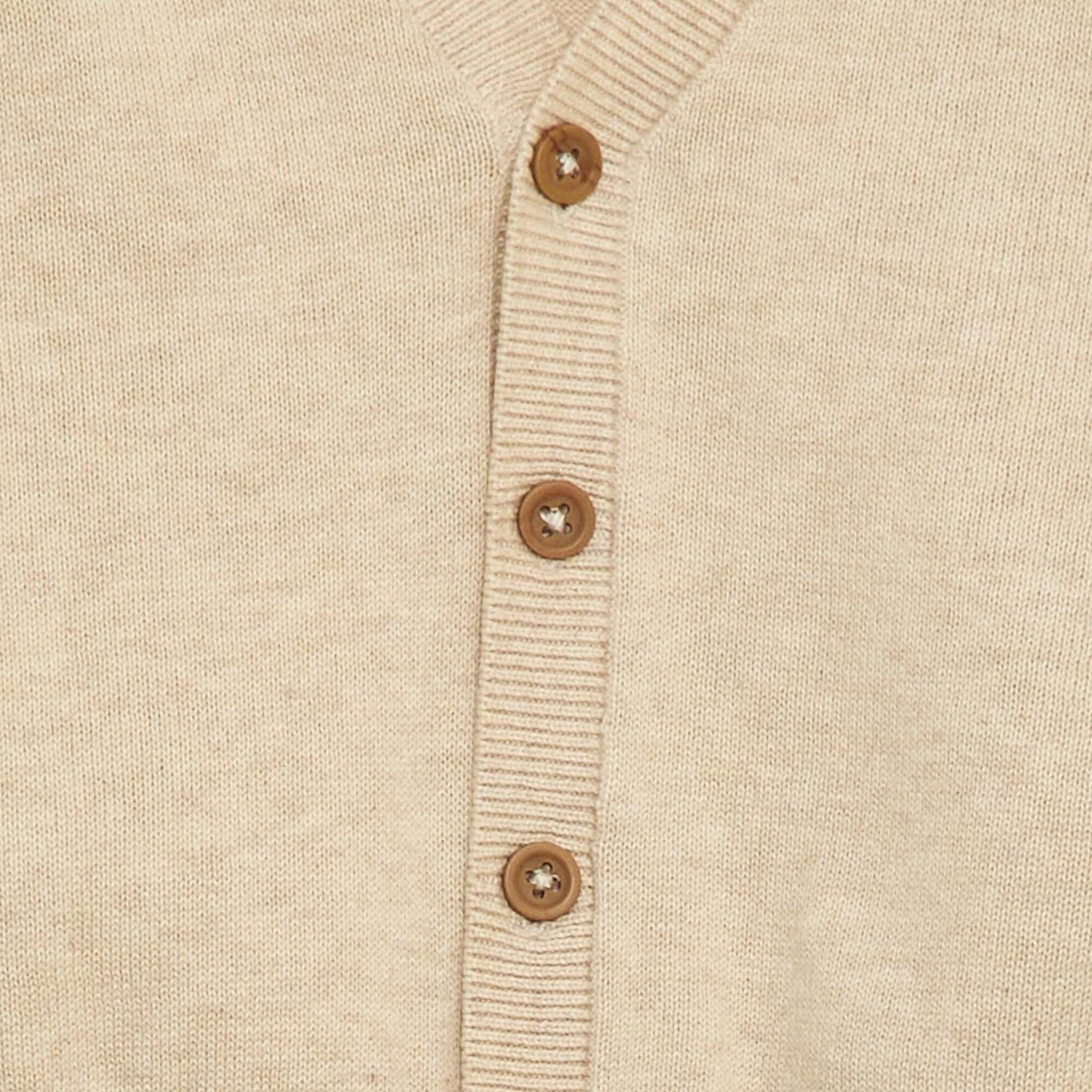 Fine knit V-neck cardigan BEIGE