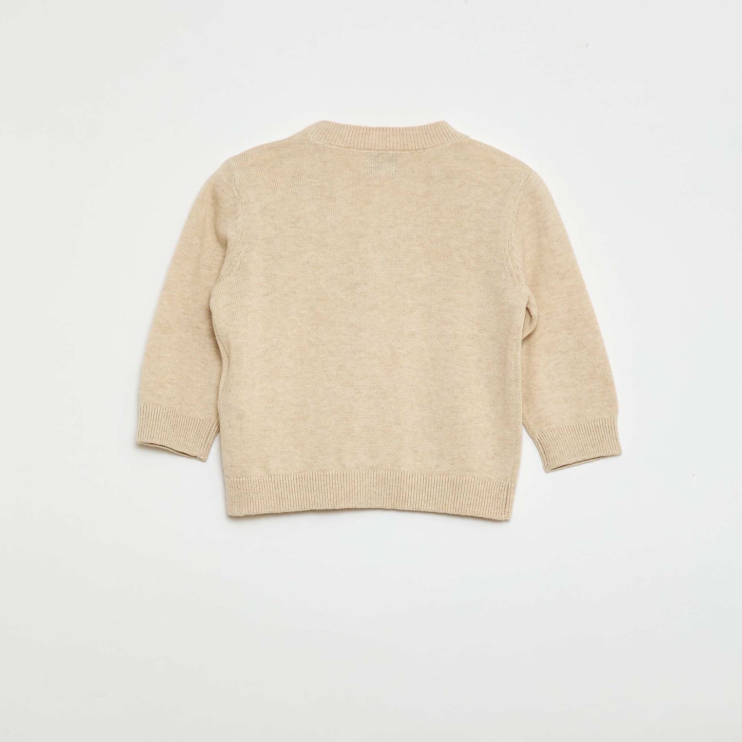 Fine knit V-neck cardigan BEIGE