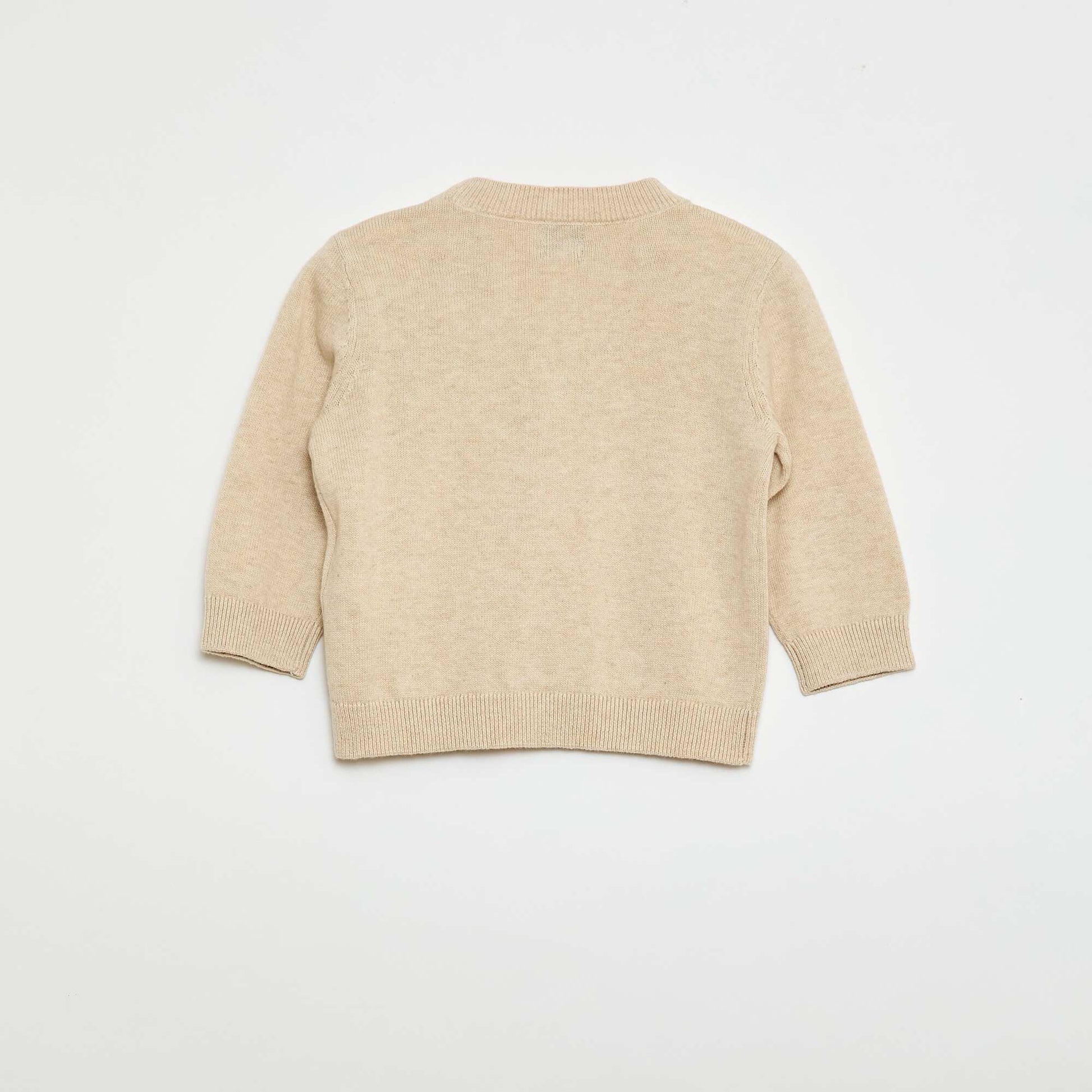 Fine knit V-neck cardigan BEIGE
