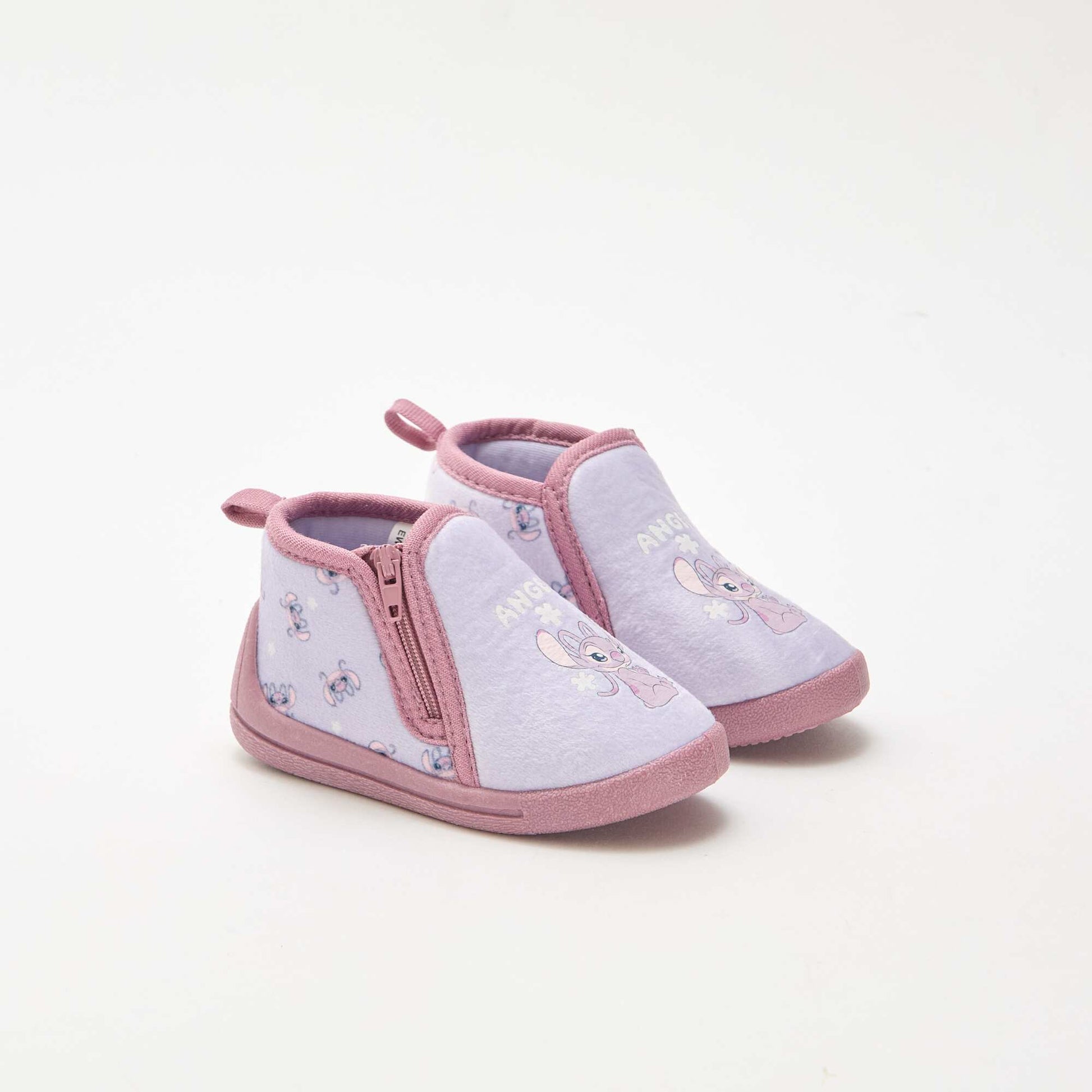 Angel & Stitch Zipped Slippers PINK