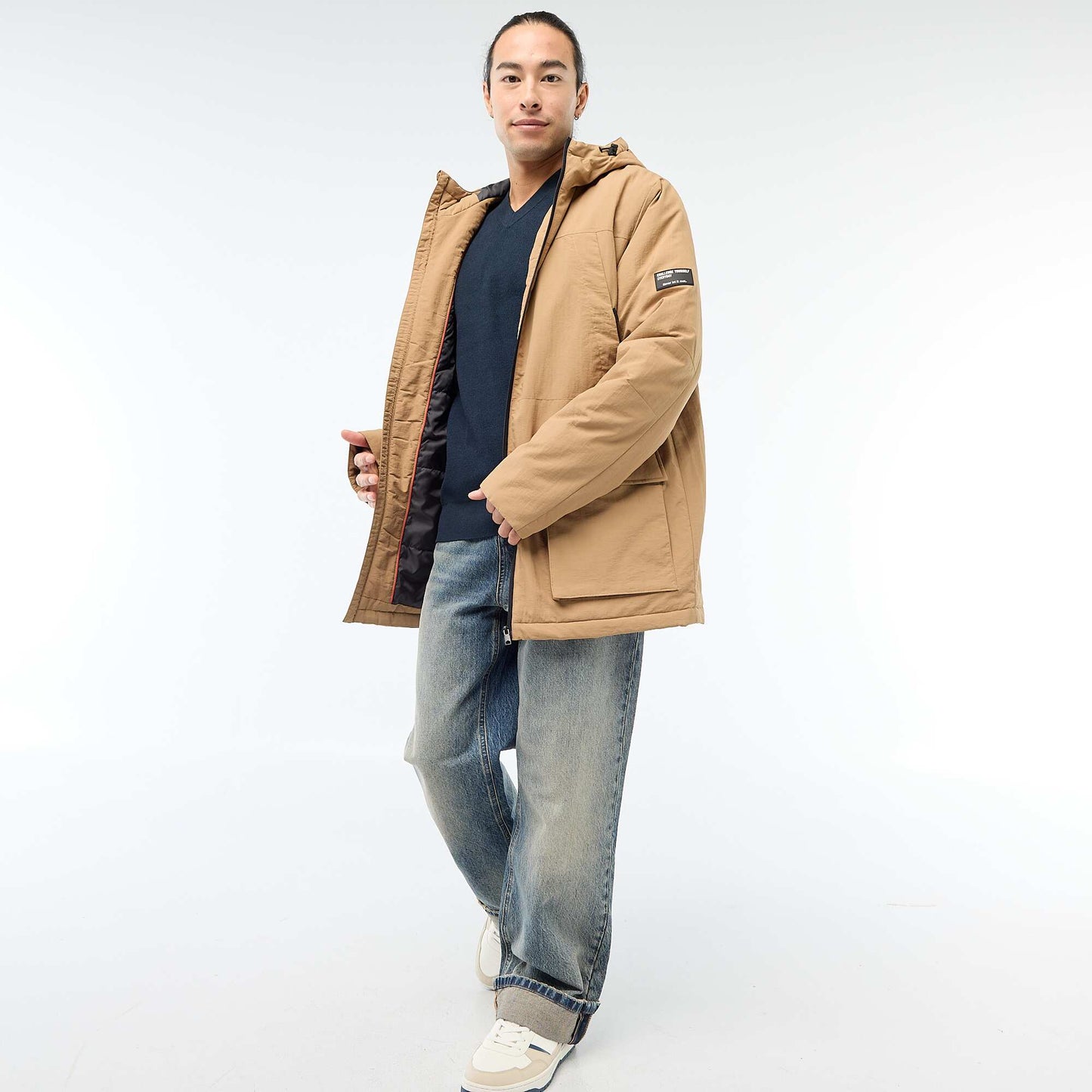Lightweight Water-Repellent Hooded Parka BEIGE