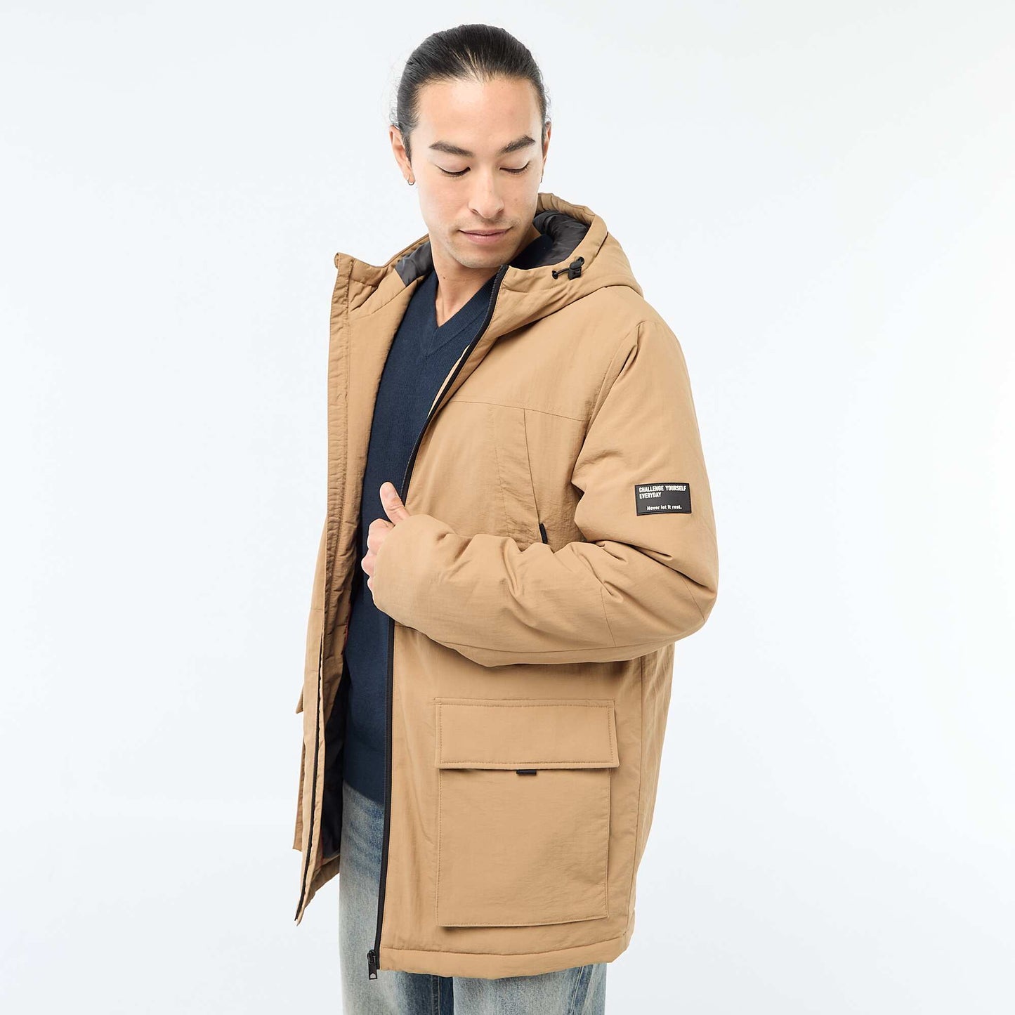 Lightweight Water-Repellent Hooded Parka BEIGE