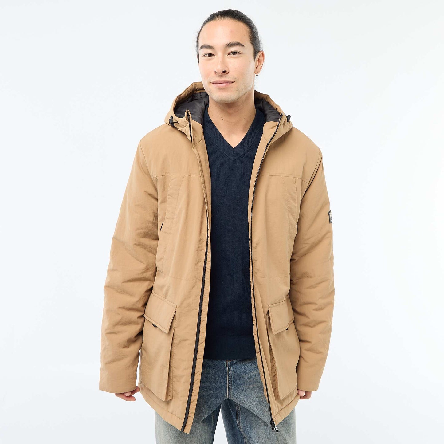 Lightweight Water-Repellent Hooded Parka BEIGE