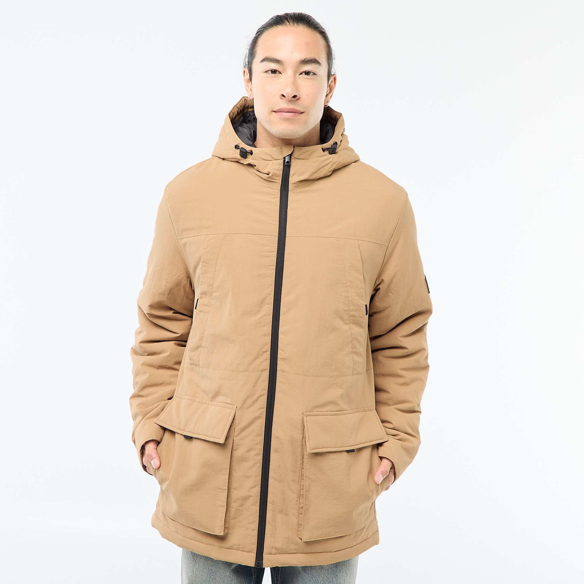 Lightweight Water-Repellent Hooded Parka BEIGE