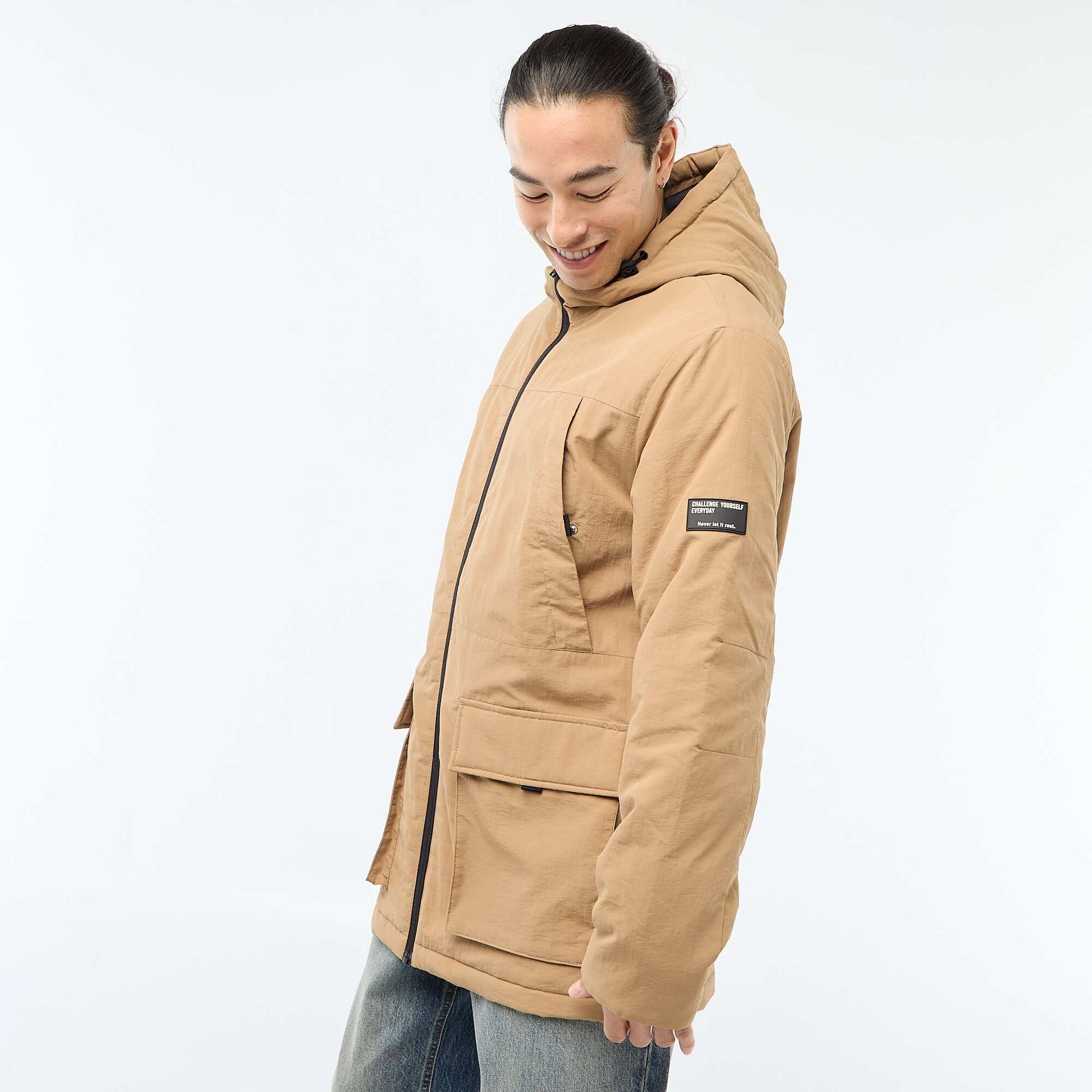 Lightweight Water-Repellent Hooded Parka BEIGE