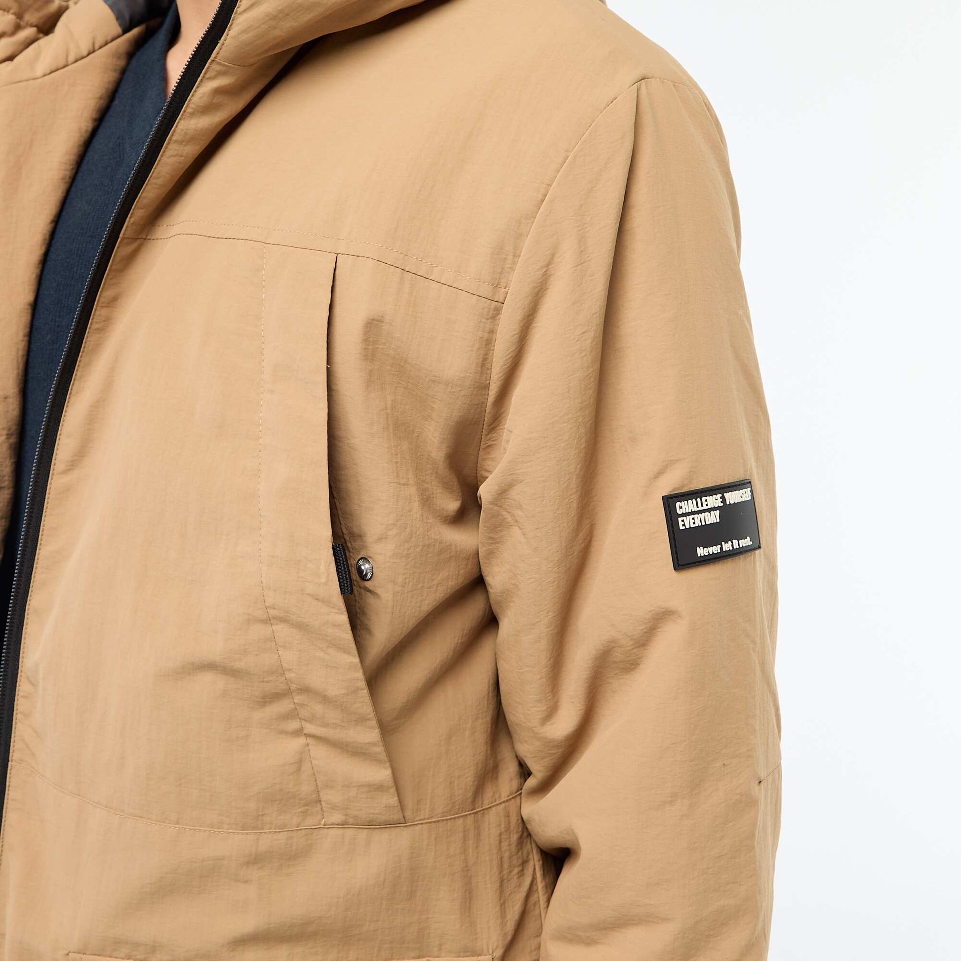 Lightweight Water-Repellent Hooded Parka BEIGE