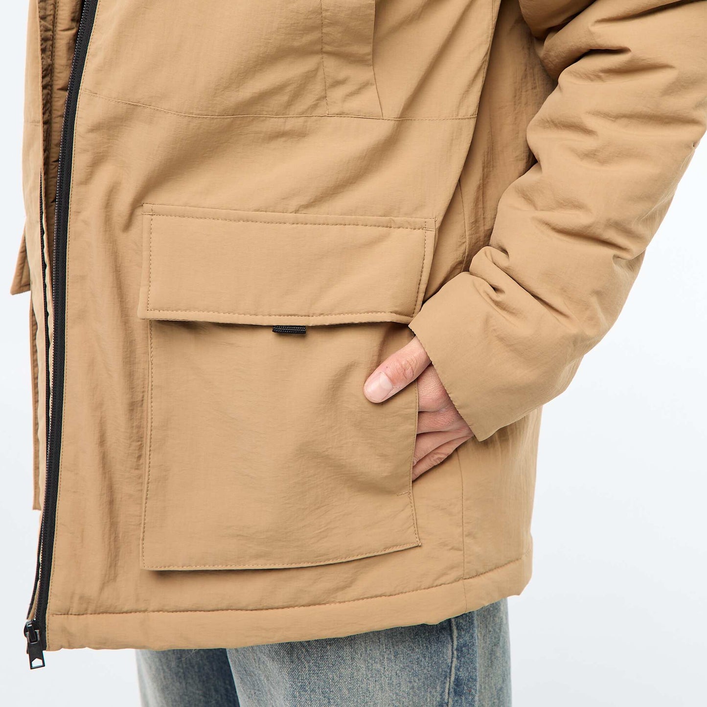 Lightweight Water-Repellent Hooded Parka BEIGE
