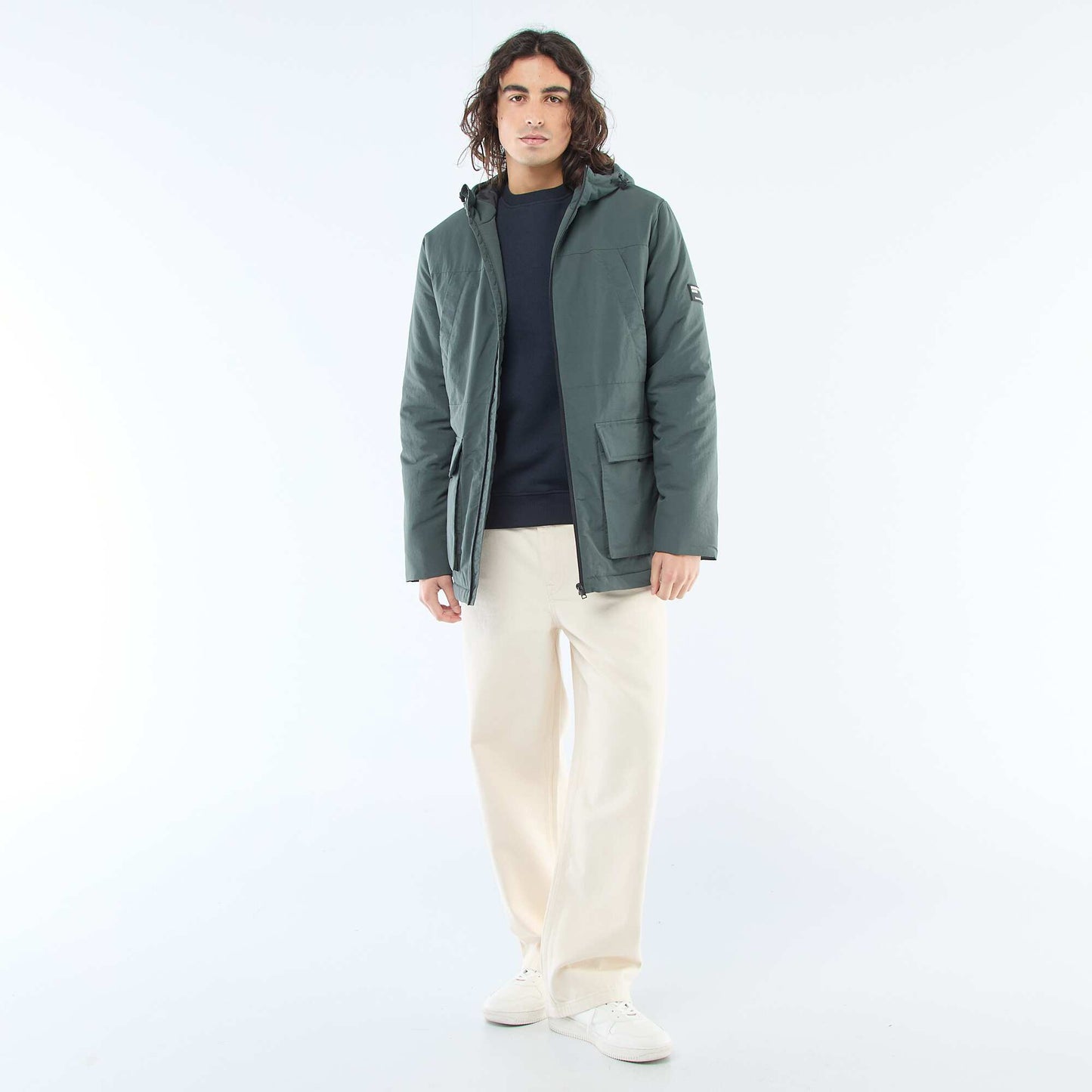 Lightweight Water-Repellent Hooded Parka GREEN