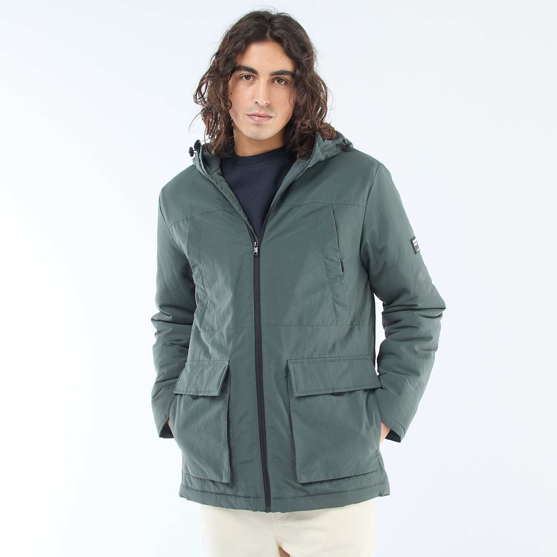 Lightweight Water-Repellent Hooded Parka GREEN