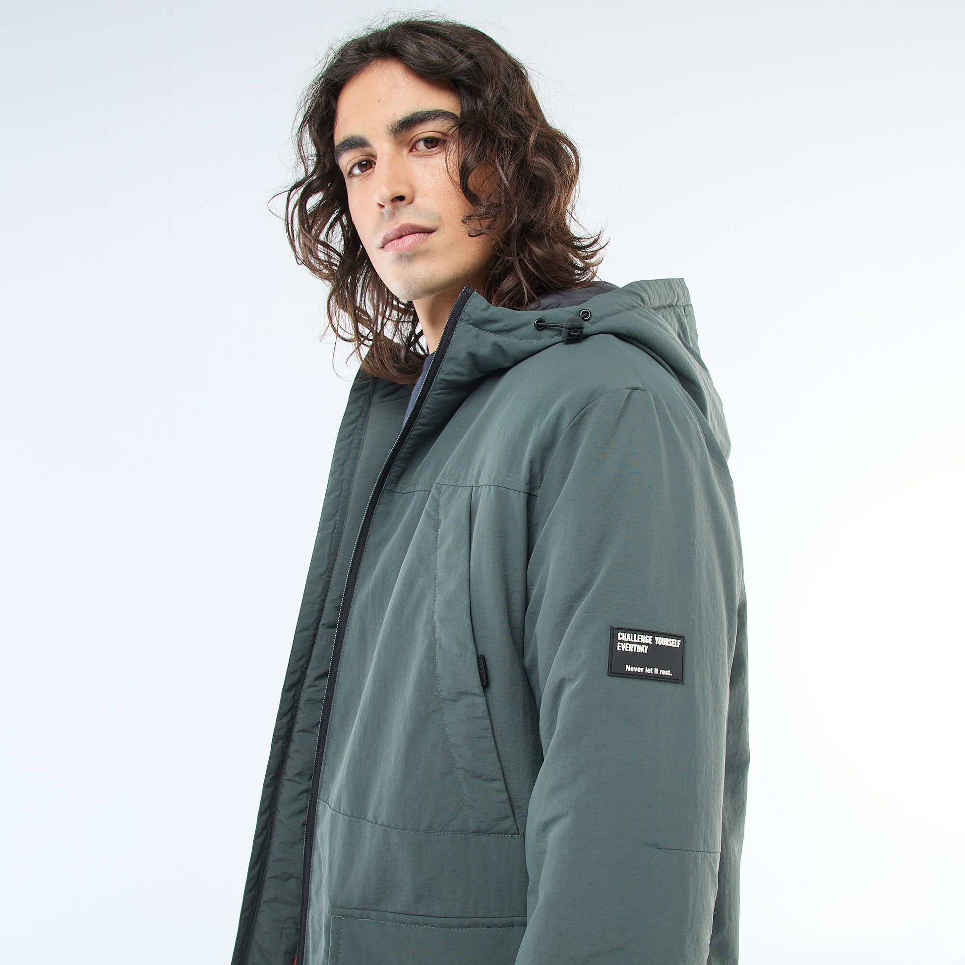 Lightweight Water-Repellent Hooded Parka GREEN