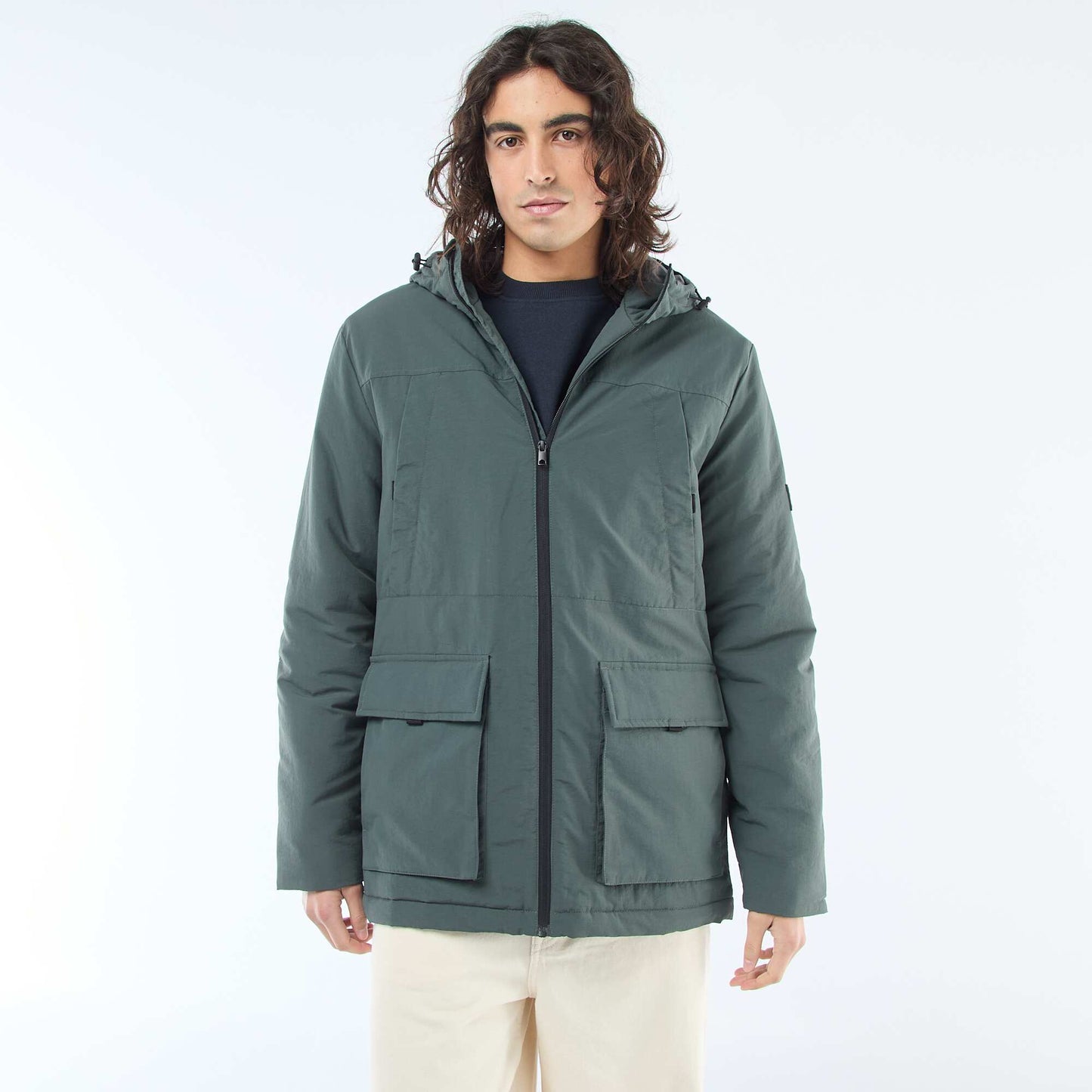 Lightweight Water-Repellent Hooded Parka GREEN