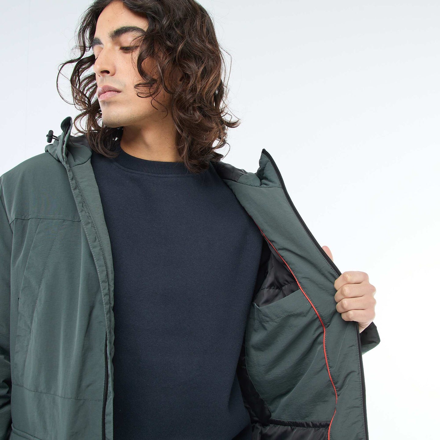 Lightweight Water-Repellent Hooded Parka GREEN