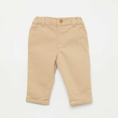 Stretch Cotton Straight Leg Chinos BEIGE