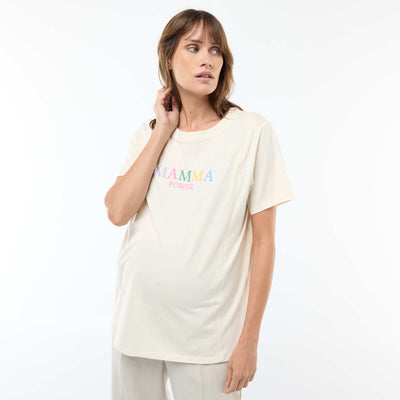 Printed Short-Sleeved Nursing T-Shirt WHITE