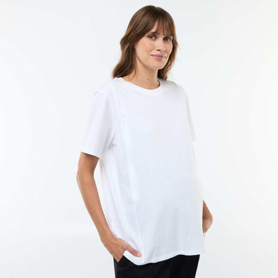 Basic short-sleeved nursing t-shirt WHITE