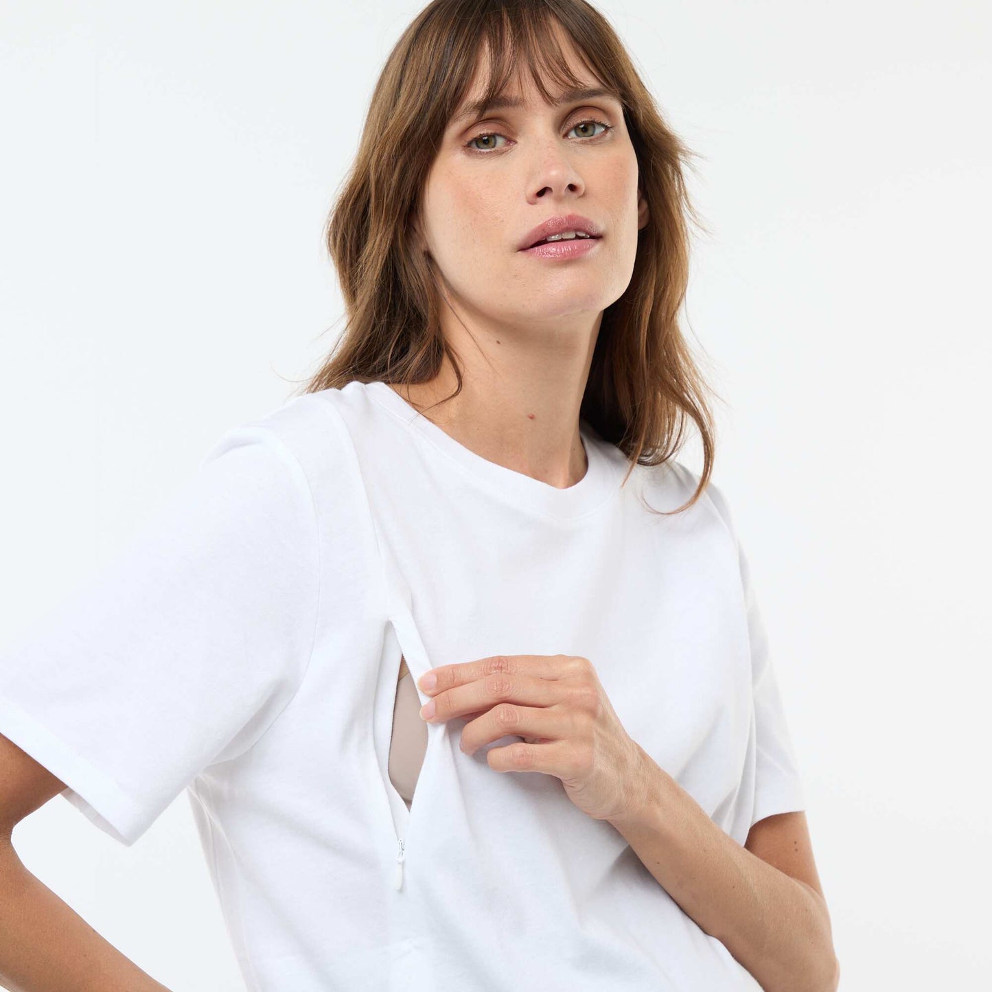 Basic short-sleeved nursing t-shirt WHITE