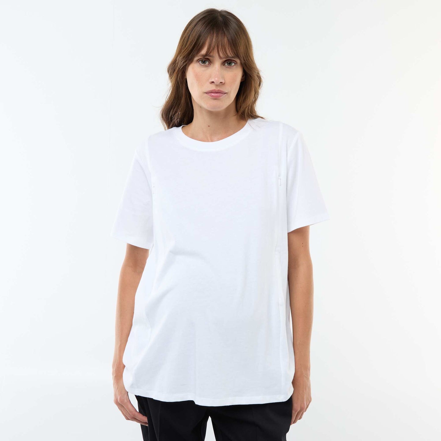 Basic short-sleeved nursing t-shirt WHITE