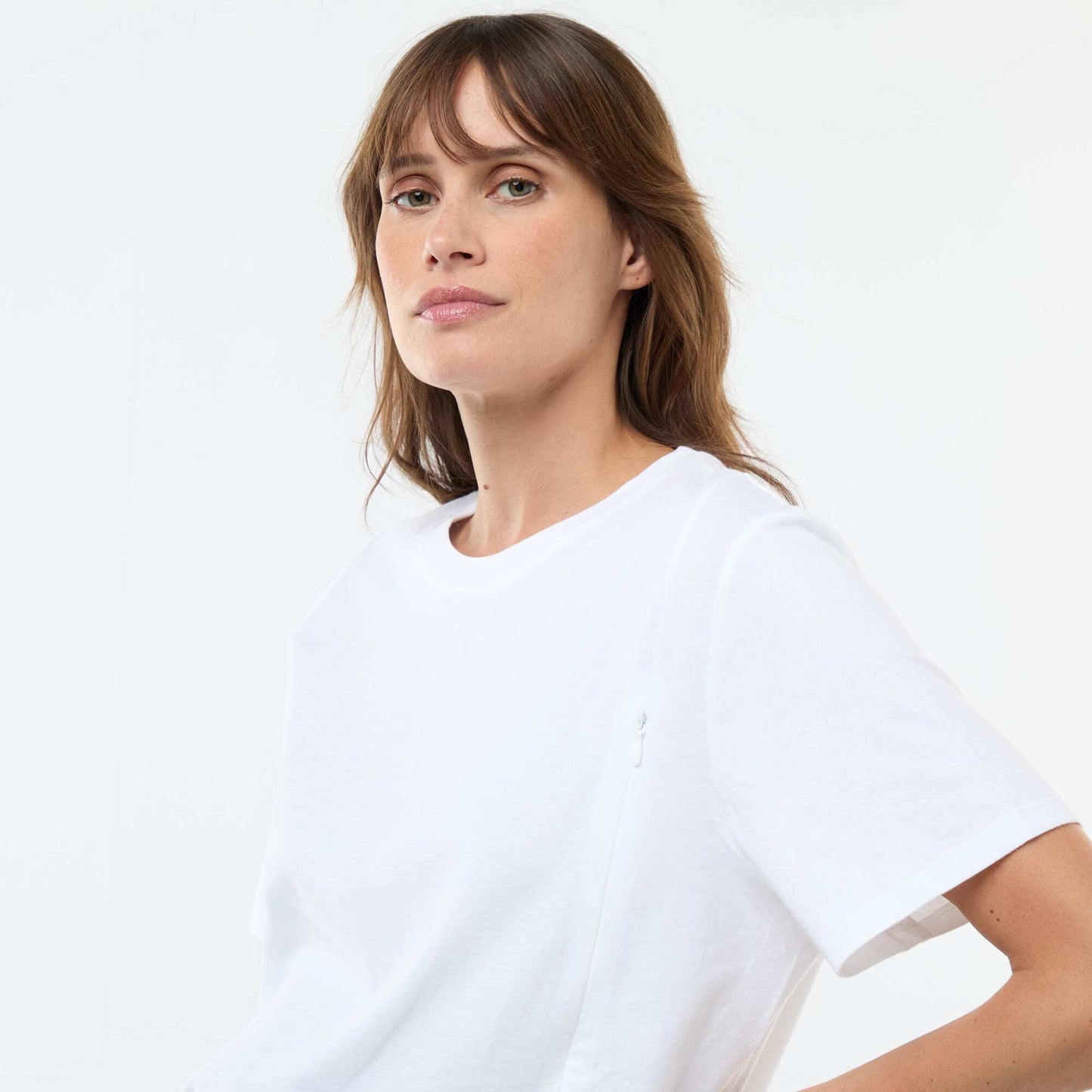 Basic short-sleeved nursing t-shirt WHITE