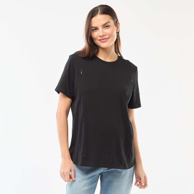 Basic short-sleeved nursing t-shirt BLACK