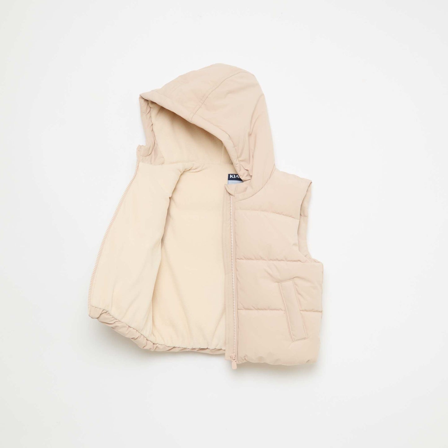 Sleeveless Padded Puffer Vest BEIGE