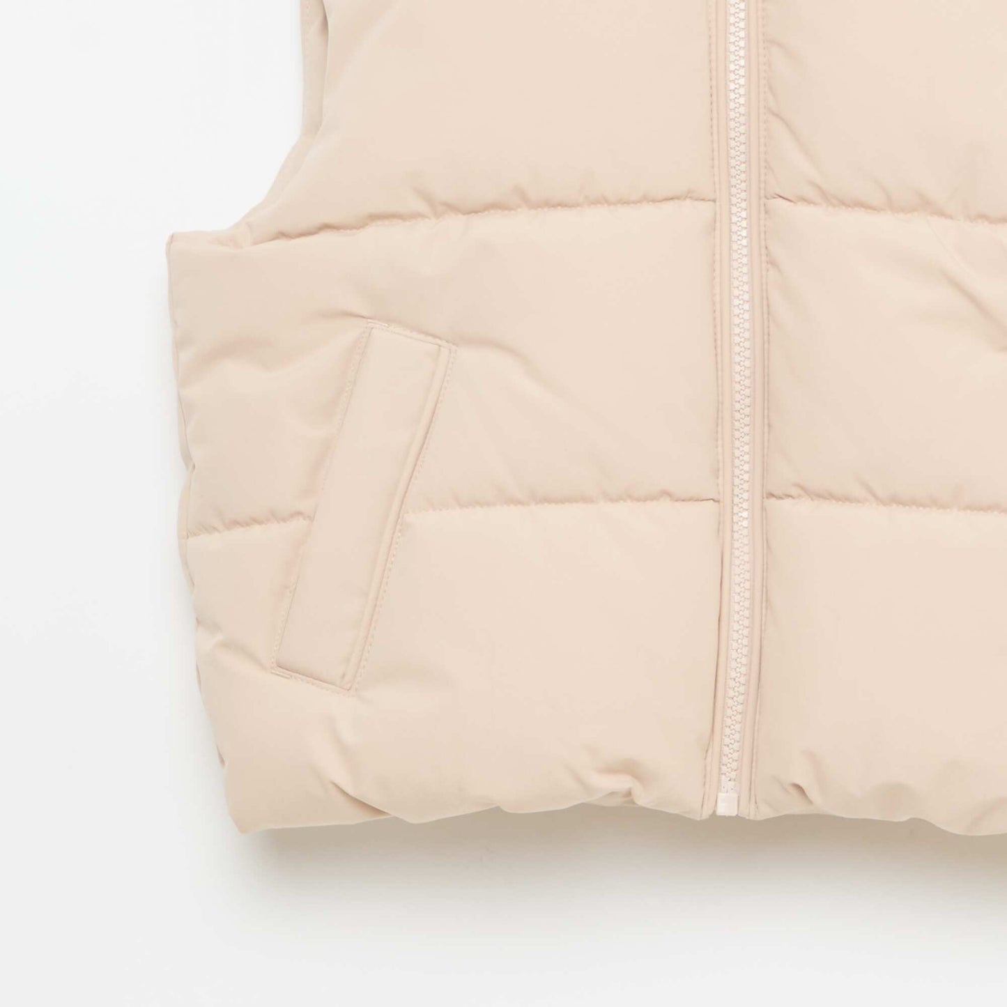 Sleeveless Padded Puffer Vest BEIGE