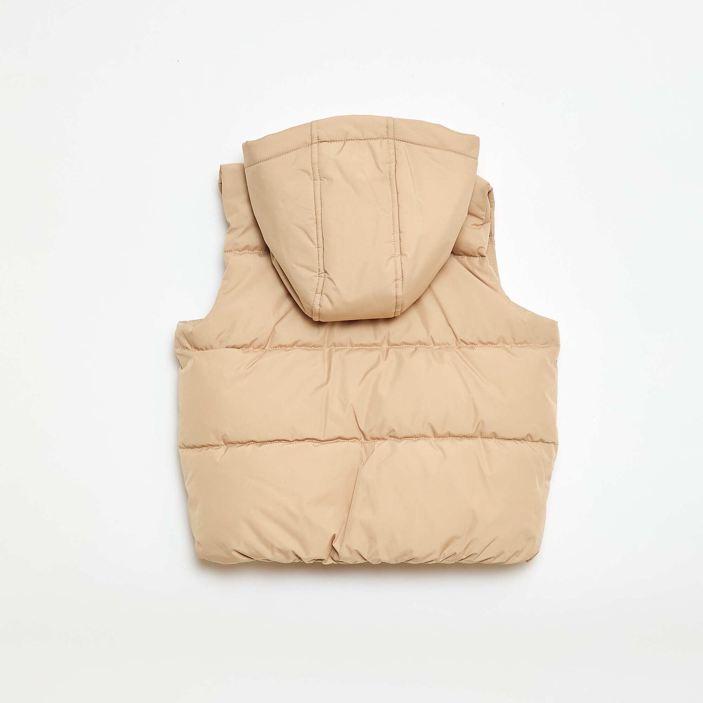Sleeveless Padded Jacket with Hood BEIGE