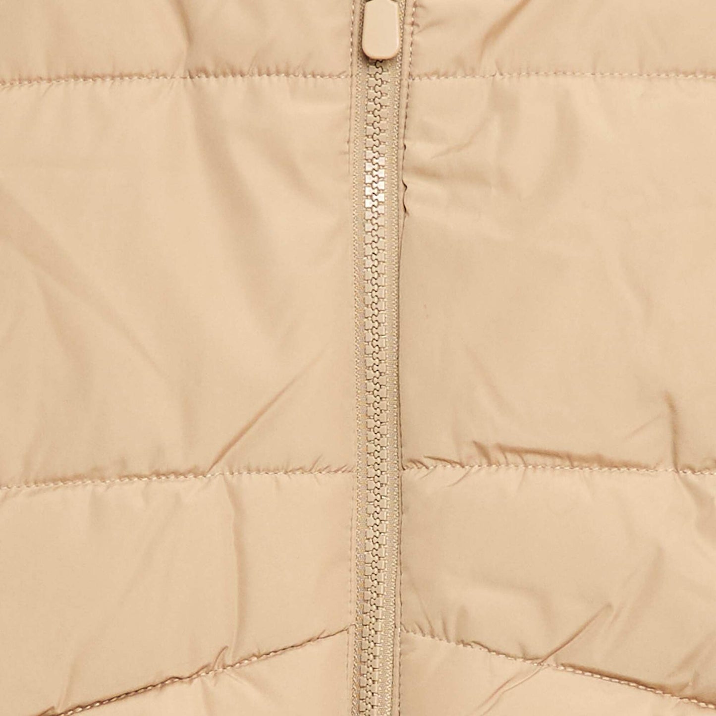 Sleeveless Padded Jacket with Hood BEIGE
