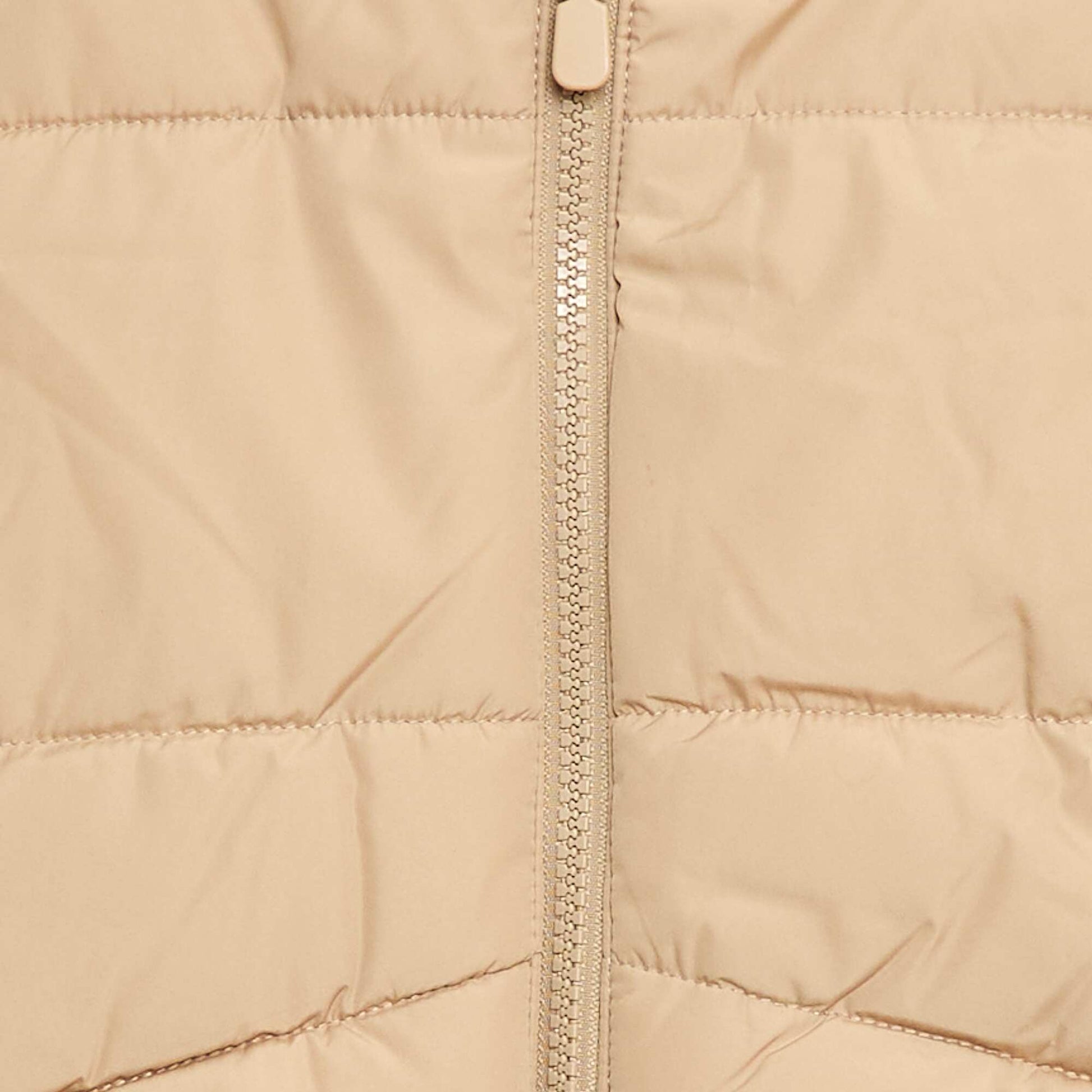 Sleeveless Padded Jacket with Hood BEIGE