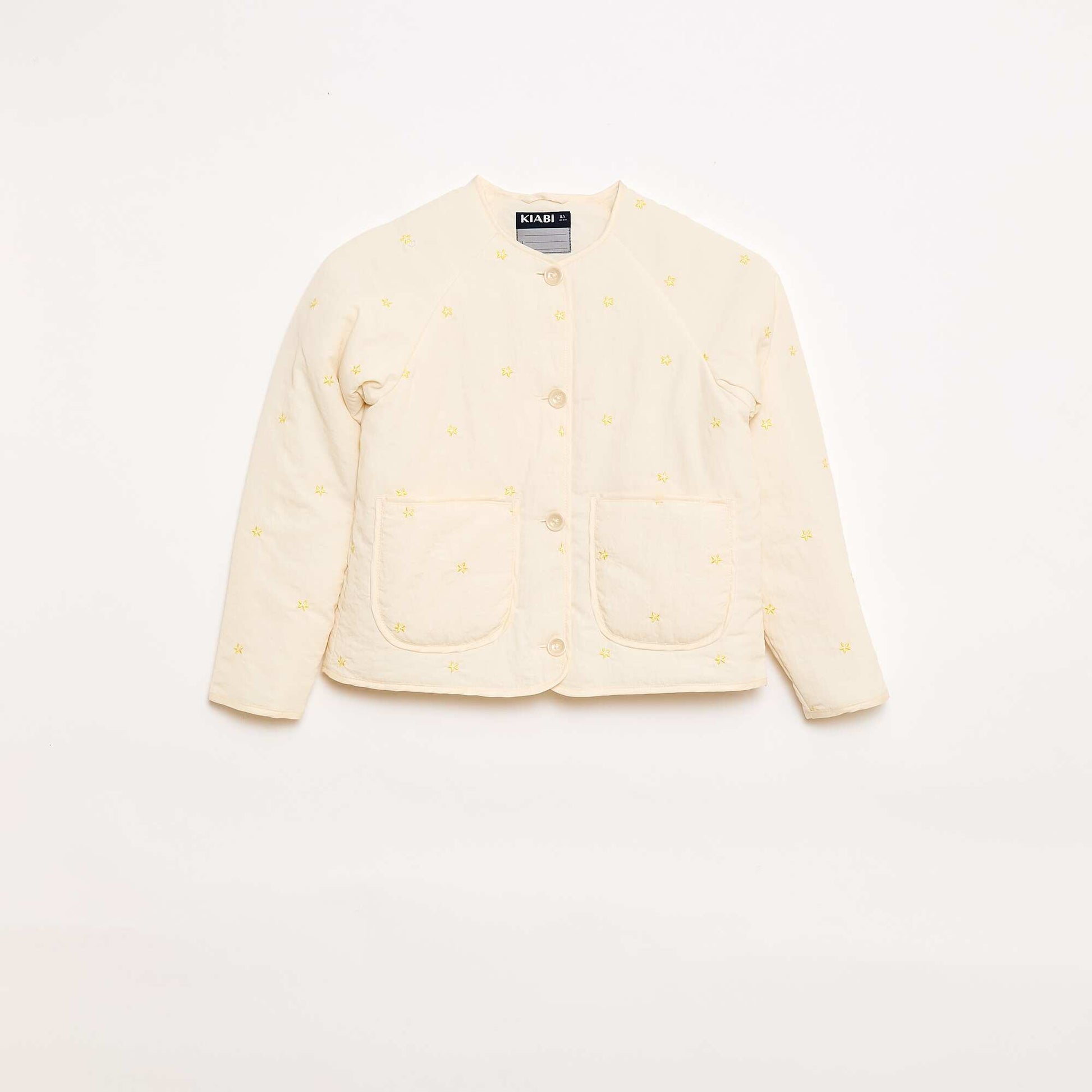 Quilted Jacket with Embroidered Design BEIGE