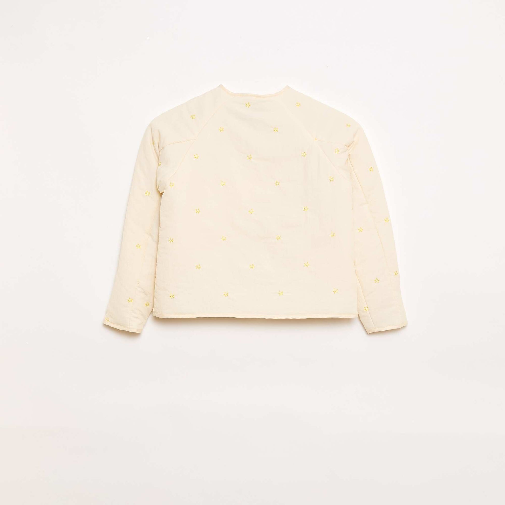Quilted Jacket with Embroidered Design BEIGE