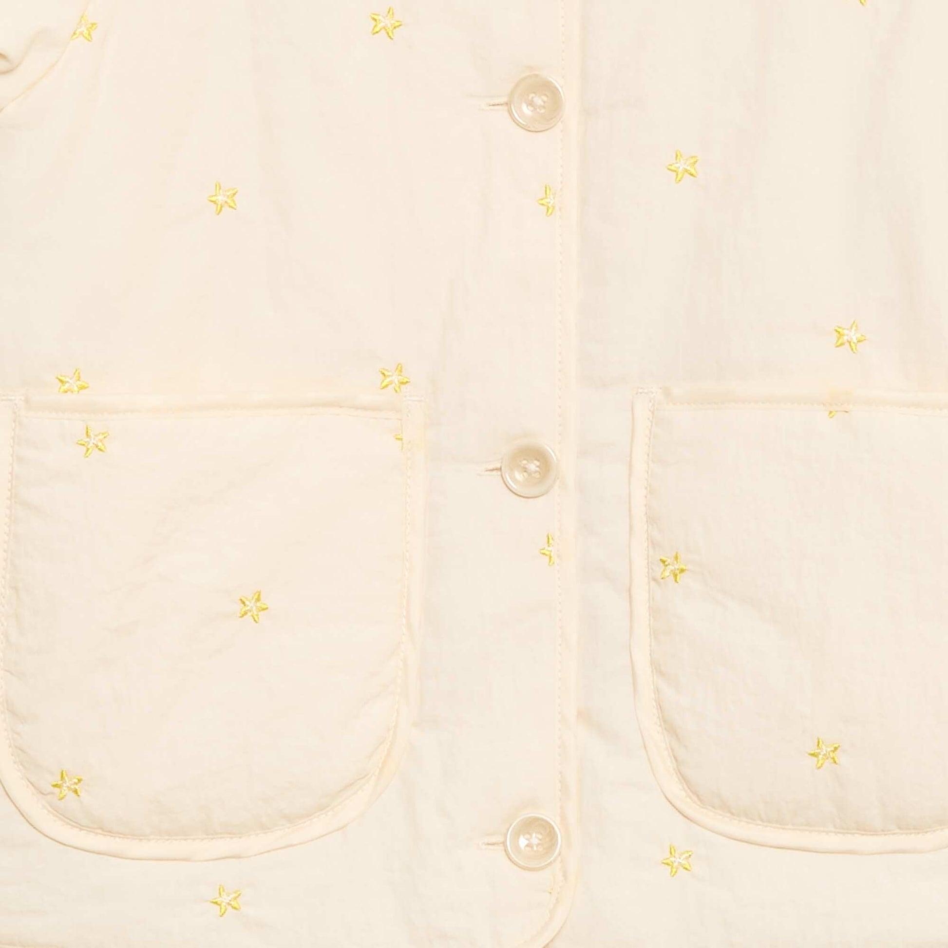 Quilted Jacket with Embroidered Design BEIGE