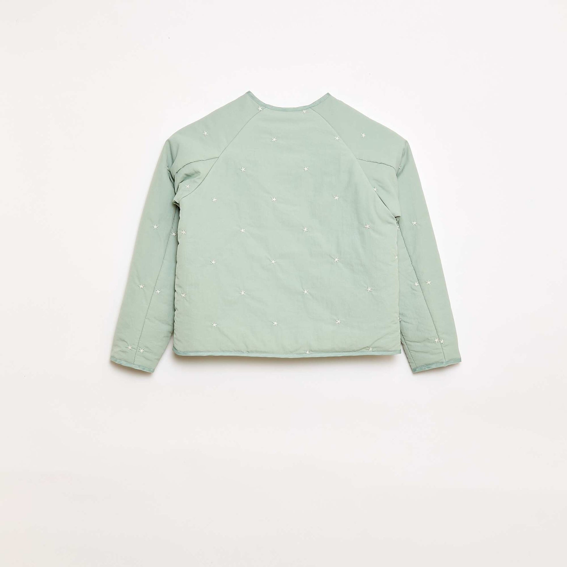 Quilted Jacket with Embroidered Design GREEN