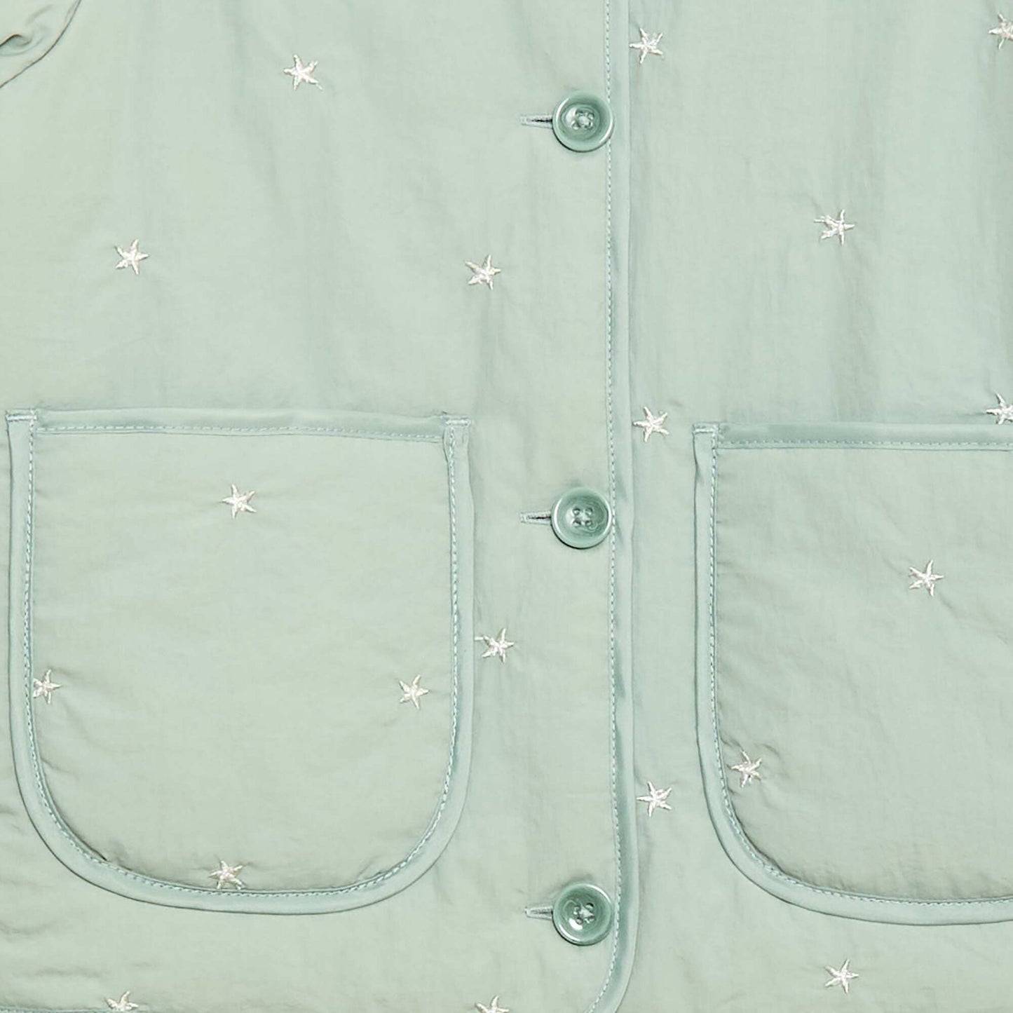 Quilted Jacket with Embroidered Design GREEN