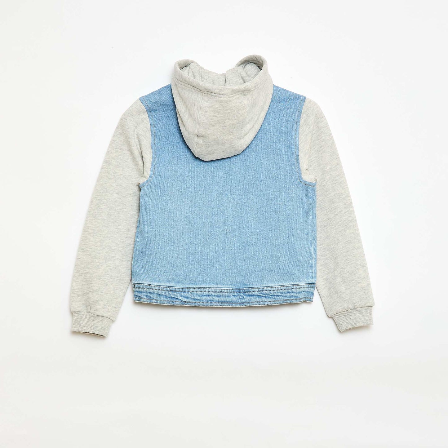 Denim and Jersey Hooded Jacket BLUE