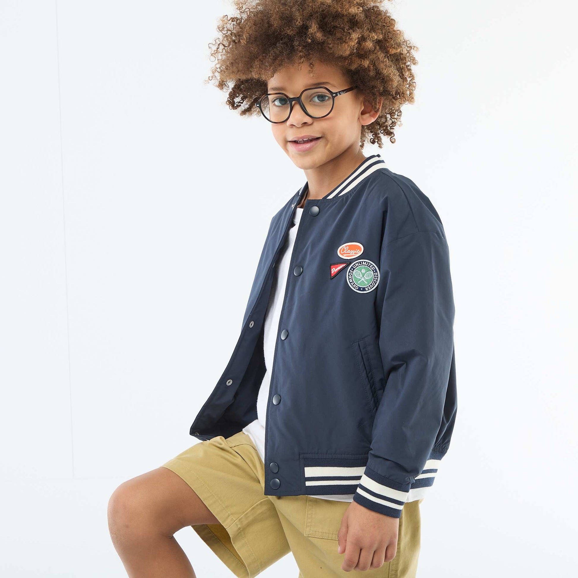 Aviator Jacket with Snap Fastenings BLUE