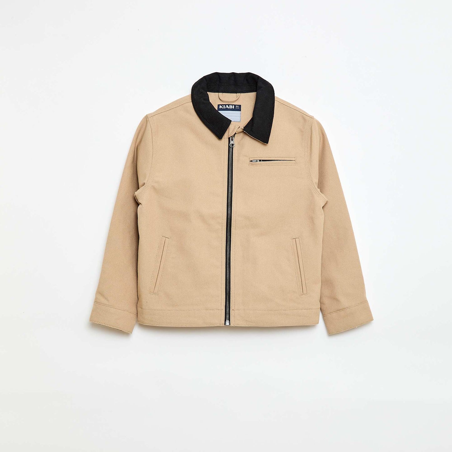 Workwear-Style Zip-Up Jacket BEIGE